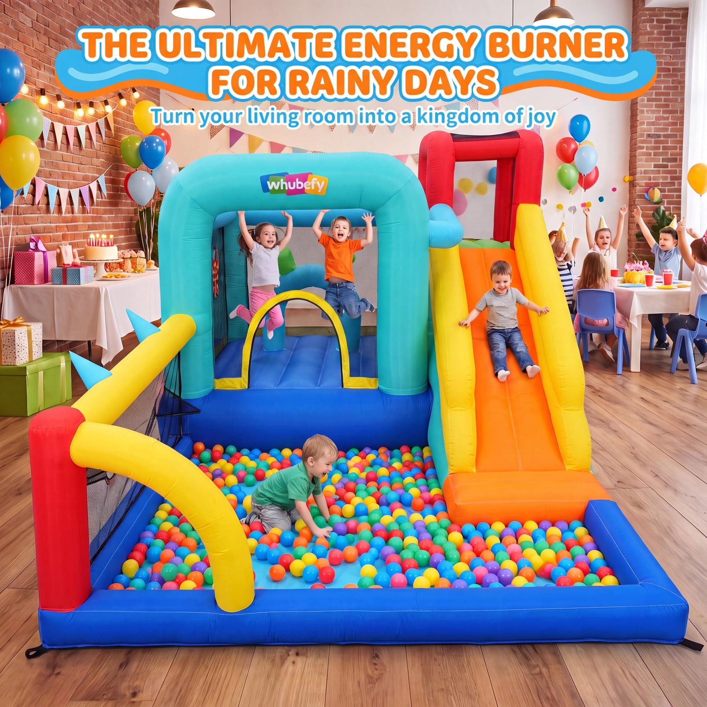 Whubefy Bounce House for Kid 3-6 8-12, 13Ft Bouncy Castle with Blower,12-in-1 Blow Up Jump House with Ball Pit, Target Game, Basketball Hoop