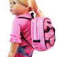 American Fashion World Doll Pink Sequin School Backpack for 18-Inch Dolls | Premium Quality & Trendy Design | Dolls Accessories for Popular Brands