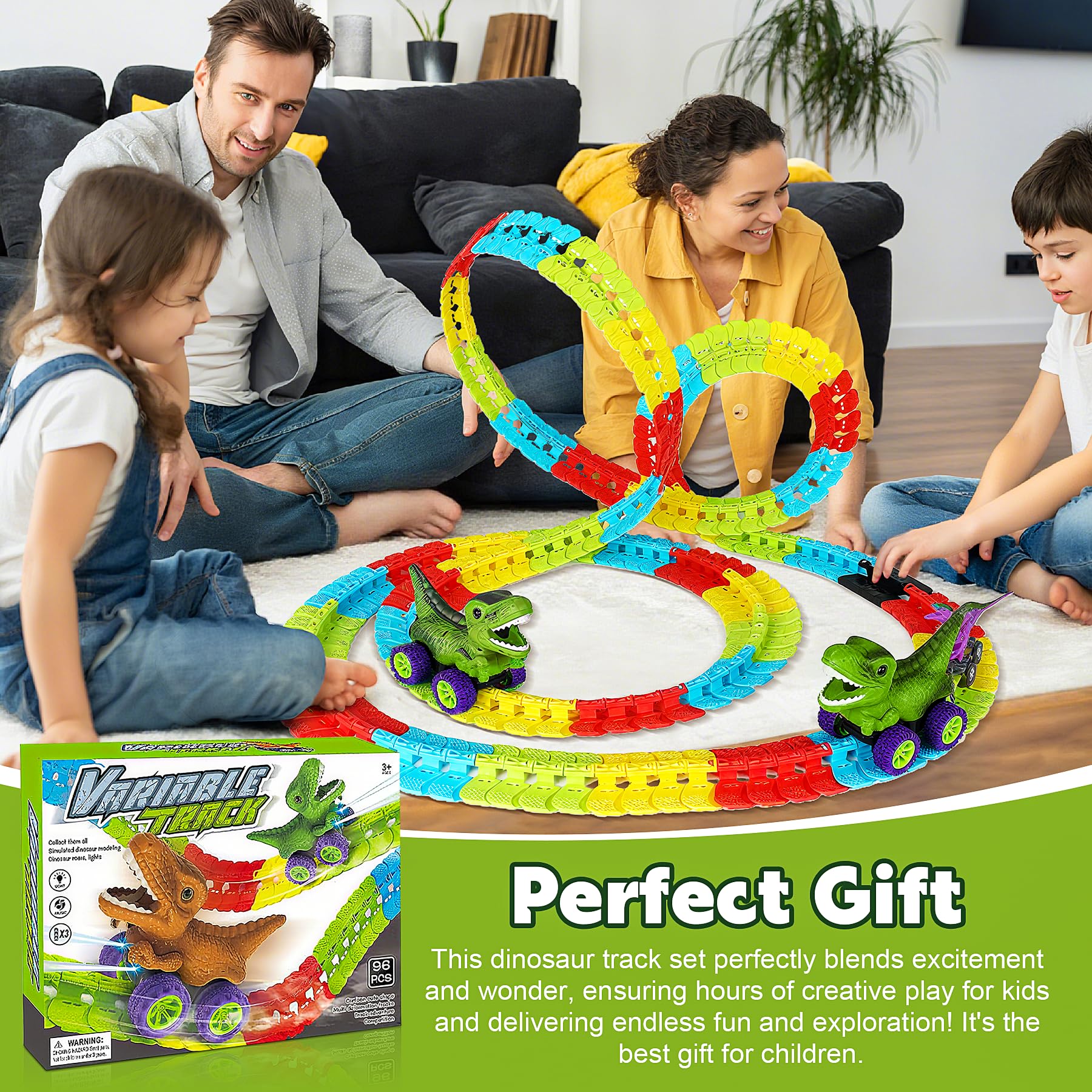 Valentines Day Gifts for Kids, Dinosaur Train Set,Boys Valentine Gifts Dinosaur Train Toys, 360° Electric Climbing Dinosaur Car Race Tracks with Sound