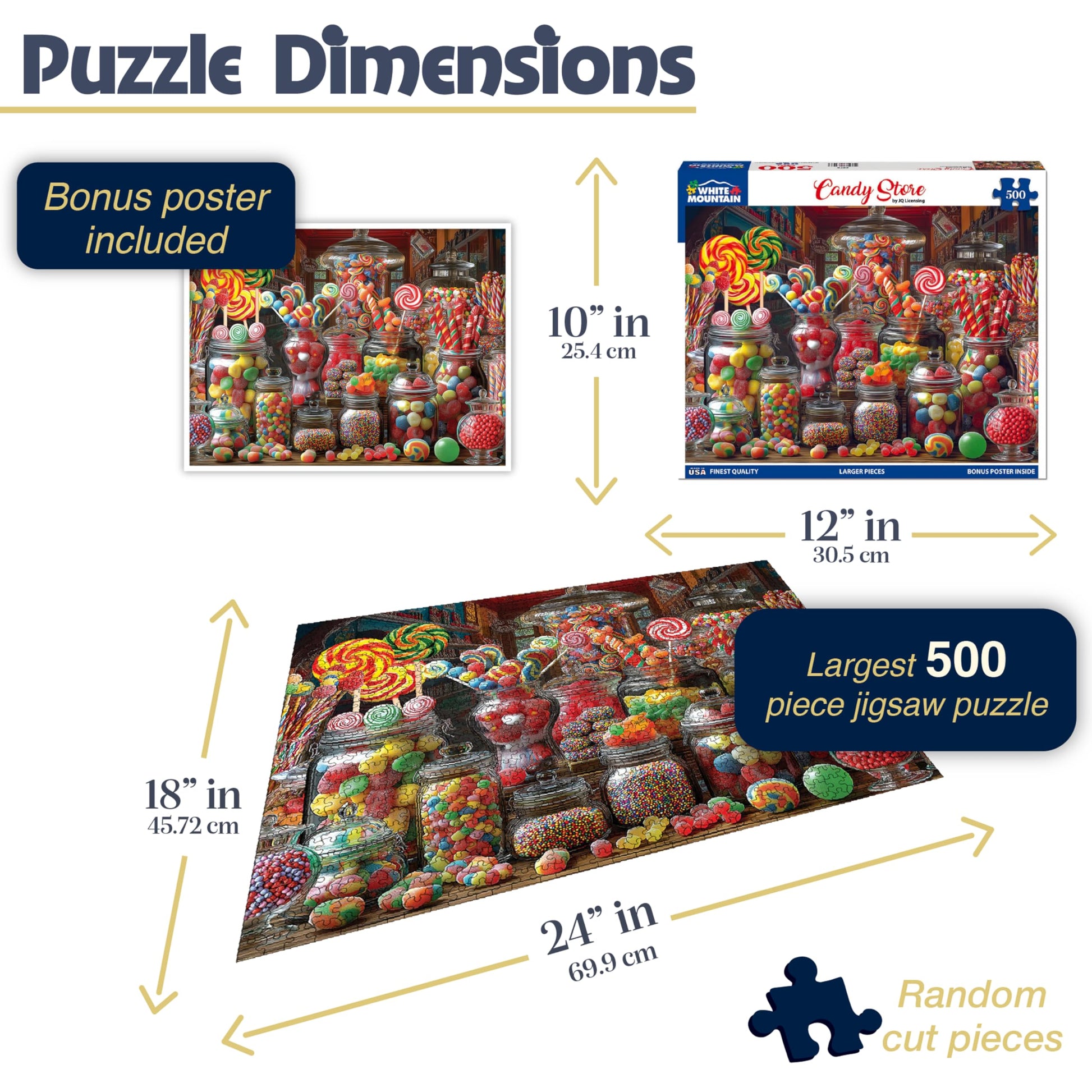 White Mountain 500 Piece Jigsaw Puzzle Fun Food Treat, Candy Store