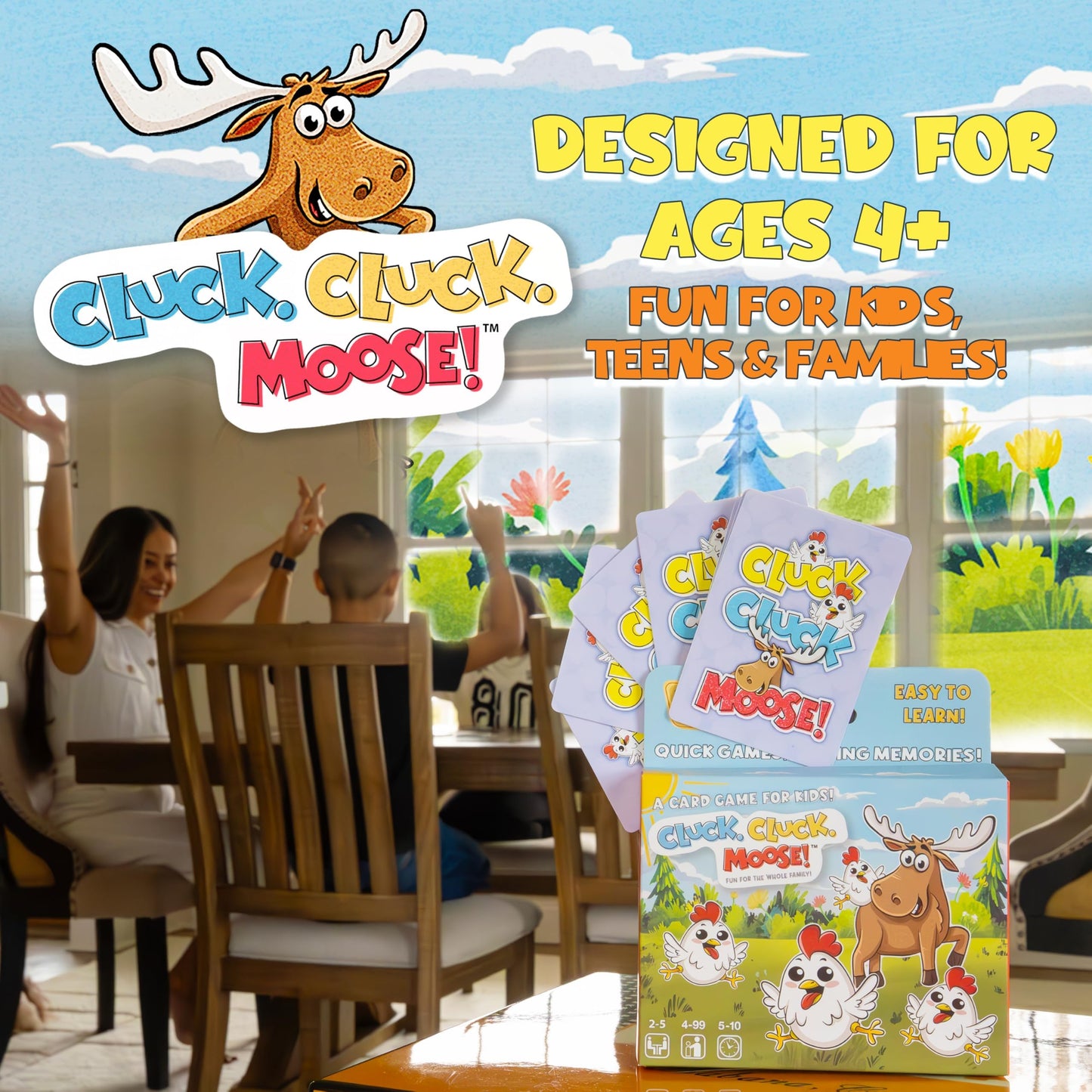 Hour Time Games Cluck Cluck Moose - Hilarious Animal-Themed Card Game for a Fun Family Game Night, Family Games for Kids & Families, Reunion Gift