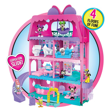 Minnie Mouse Bow-Tel Hotel, 20-piece Figure and Playset, 2-Sided Play with Lights, Sounds, and Elevator, Officially Licensed Kids Toys for Ages 3 Up