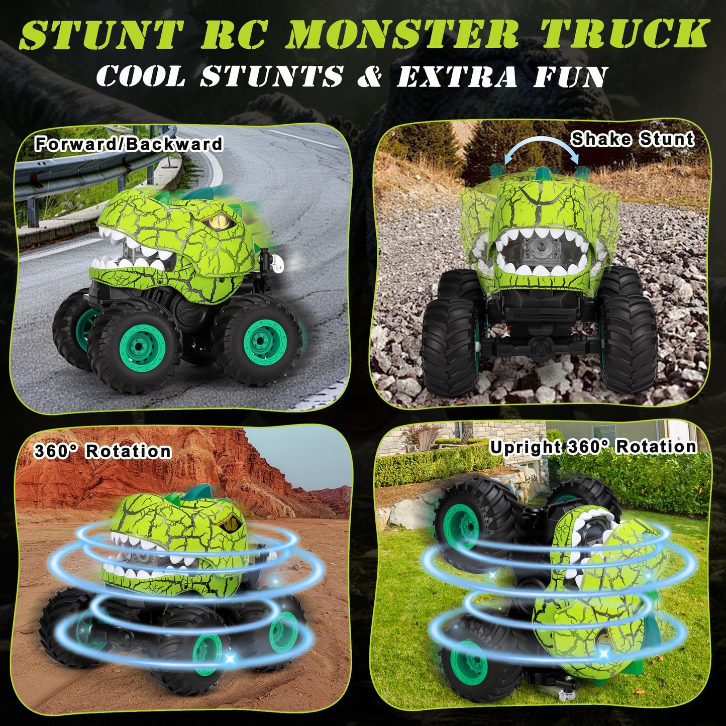 BlingCnsy Remote Control Monster Truck Toys, Dinosaur RC Car Monster Trucks