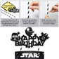 Haooryx 35PCS Galaxy Wars Birthday Party Favor Supplies for Kids, Black Series Birthday Banner Darth Vader Cake Topper Decoration Latex Balloons War
