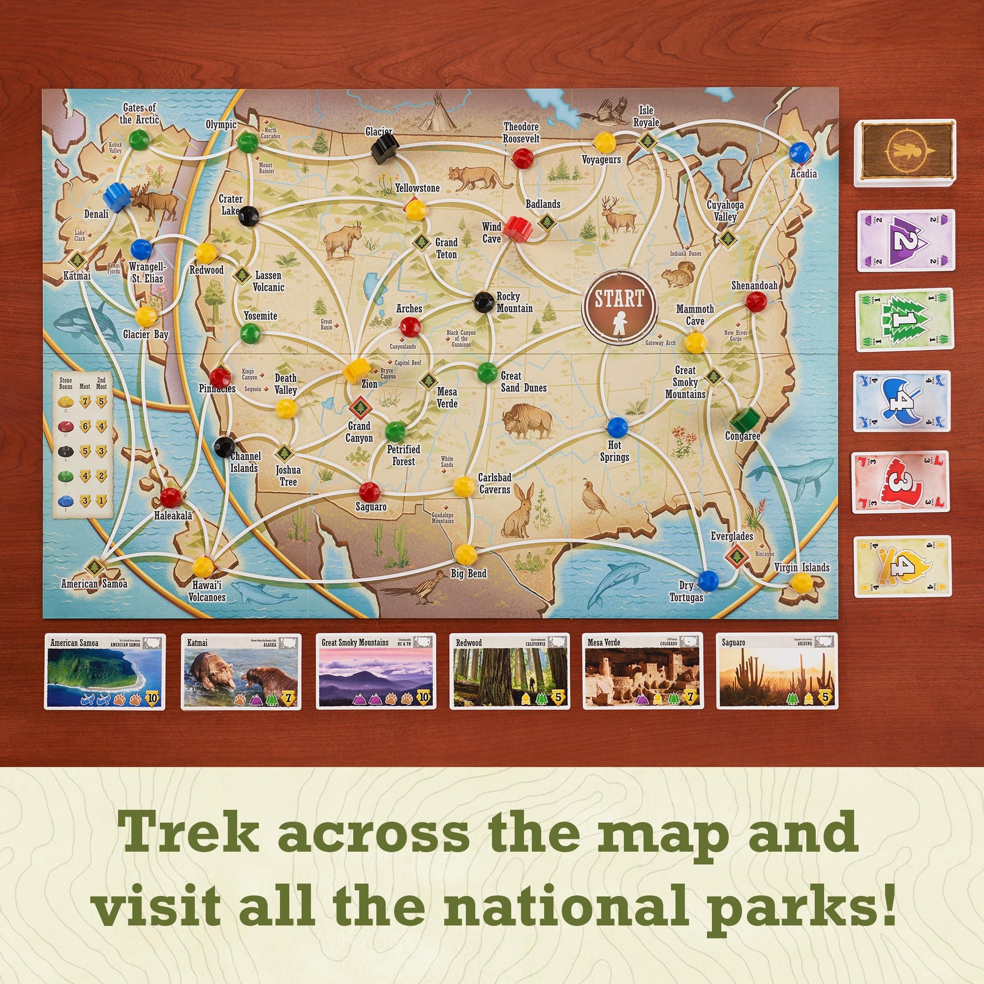 Underdog Games Trekking The National Parks - Award-Winning Family Board Game for Kids Ages 10+ - Easy to Learn, Fun Activities for 1-5 Players, Great