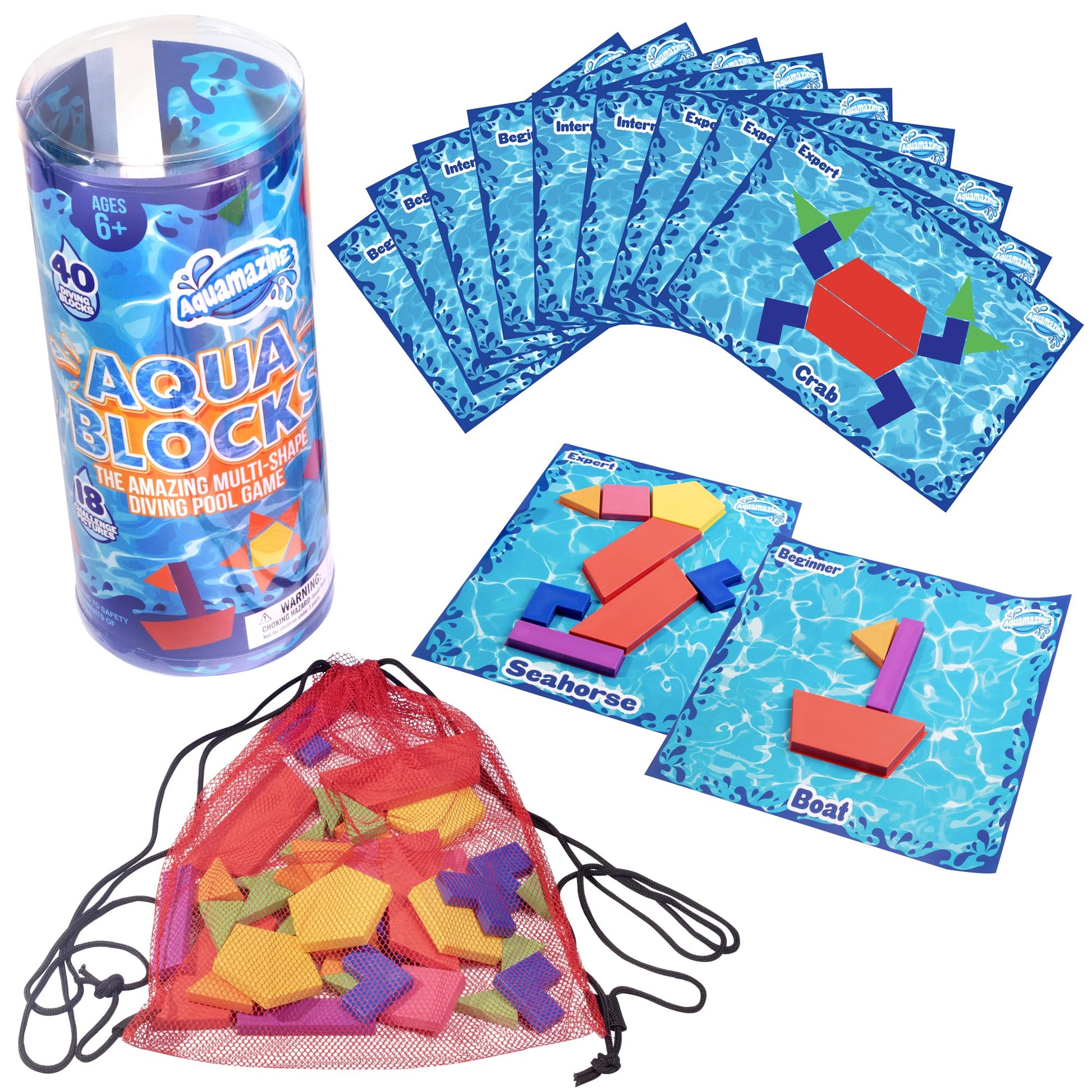 Aqua Blocks Pool Diving Game- Set Includes 40 Multi-Shape Sinking Toys