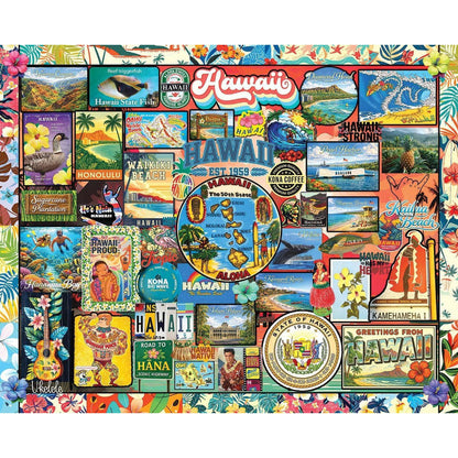 White Mountain 1000 Piece Jigsaw Puzzle Aloha State Collage, I Love Hawaii