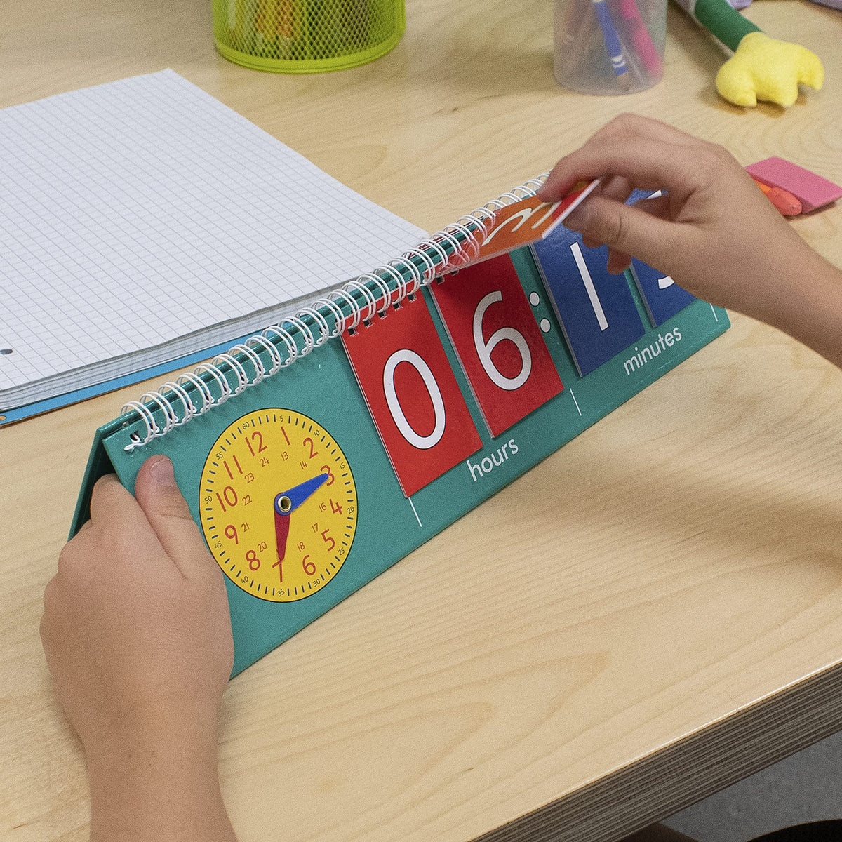 edxeducation Time Flip Chart | Teaching Clock for Kids | Learn to Tell Time with Analog and Digital Formats