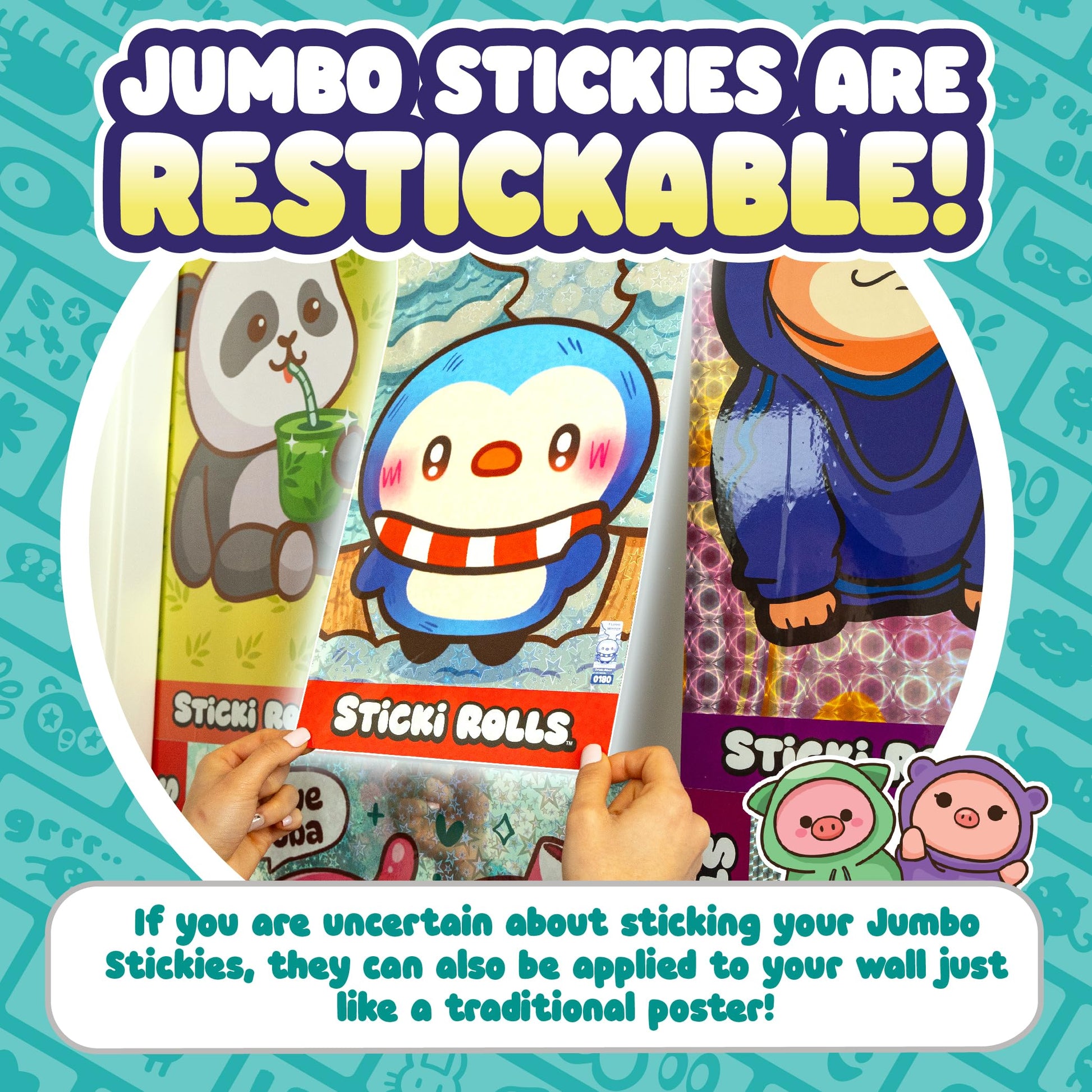 Sticki Rolls Jumbo Stickies - 6-Pack Capsule | Amazon Exclusive Collectible Wall Décor for Kids Ages 5+ (Creepies 1)