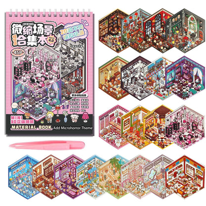 SWIMDOG 20 Sets DIY 3D House Goth Sticker Scene for Adults, Micro Horror Style DIY Scenes Therapy Sticker, Halloween Party Favors Goodie Bags Stuffer