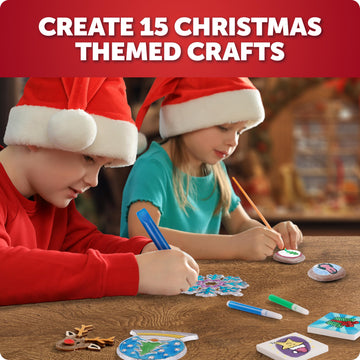Blue Marble Santa's Christmas Craft Kit for Kids - 15 Magical Christmas Crafts for Kids, Make Suncatchers, Paint Holiday Rocks, Make Magnetic Tile Art