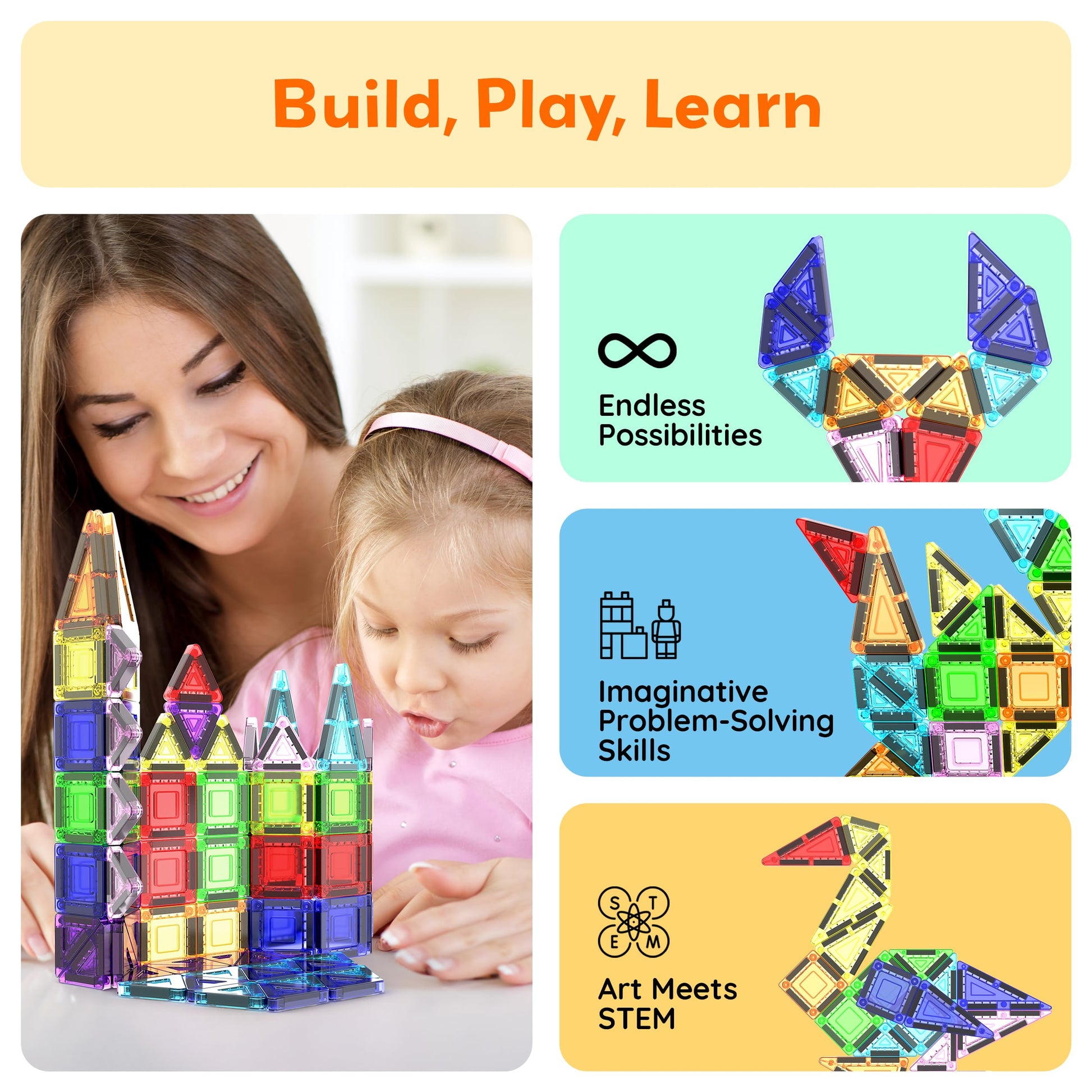 PicassoTiles 40pc Nano Mini Magnetic Tile Construction Building Blocks Travel Toy Set with Storage Case STEM Educational Fun Learning Magnet Tiles