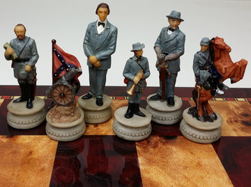 32 Piece Themed Set of Chess Men Pieces Civil War or American Revolution or WW2 - NO Board (American Civil War - General Queens)
