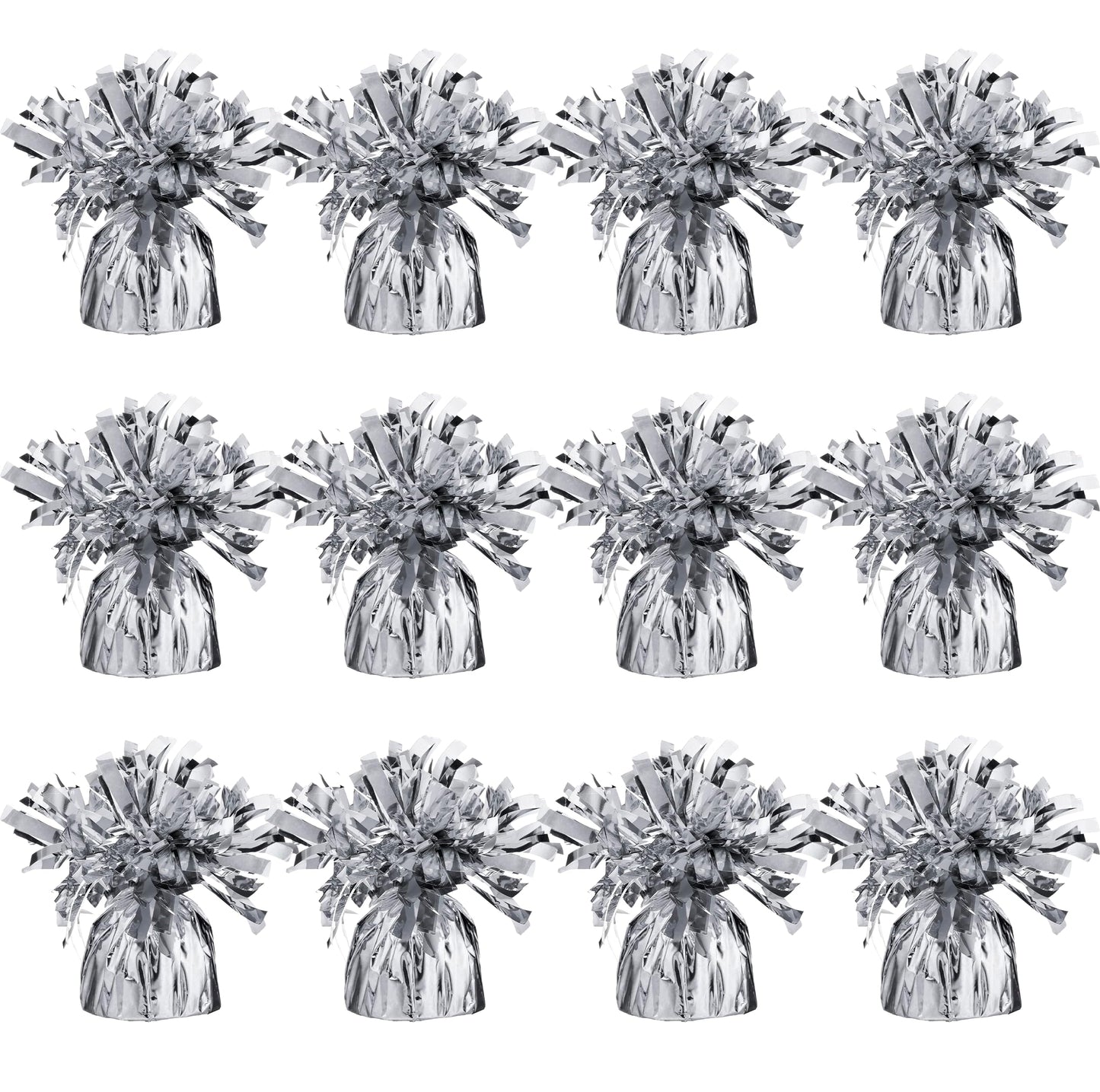 Srenta Silver Balloon Weights, Heavy Balloon Weight Pack of 12 Metallic Foil Weights for Balloons, Birthday Party & Wedding Table Centerpiece Ballon