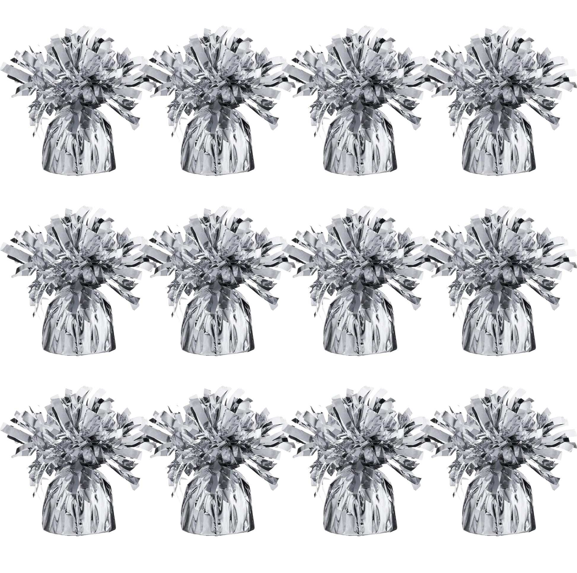Srenta Silver Balloon Weights, Heavy Balloon Weight Pack of 12 Metallic Foil Weights for Balloons, Birthday Party & Wedding Table Centerpiece Ballon