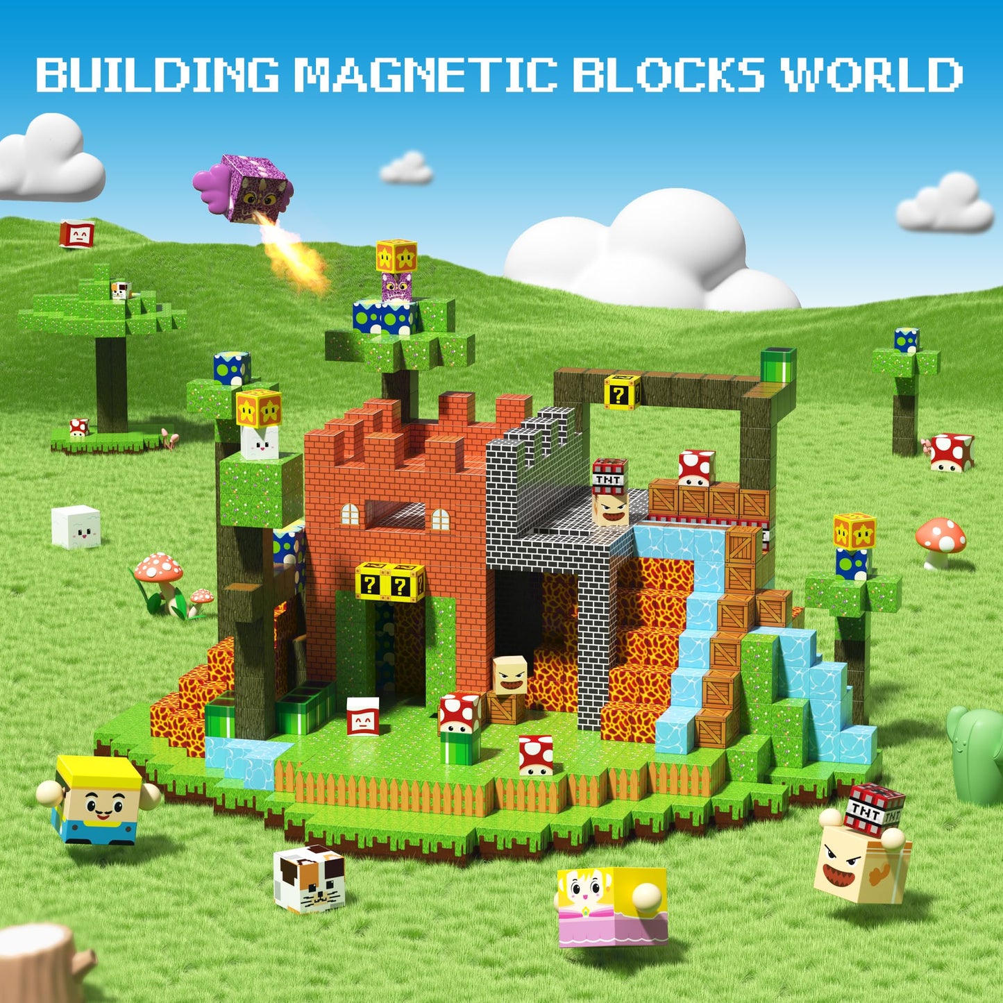 Innovakids Magnetic Blocks - 150 PCS Magnets Game-Based Building Block for Ages 3,4,5,6,7,8,9,10,11 Kids Birthday Toy Sets Present, Stacking Cubes