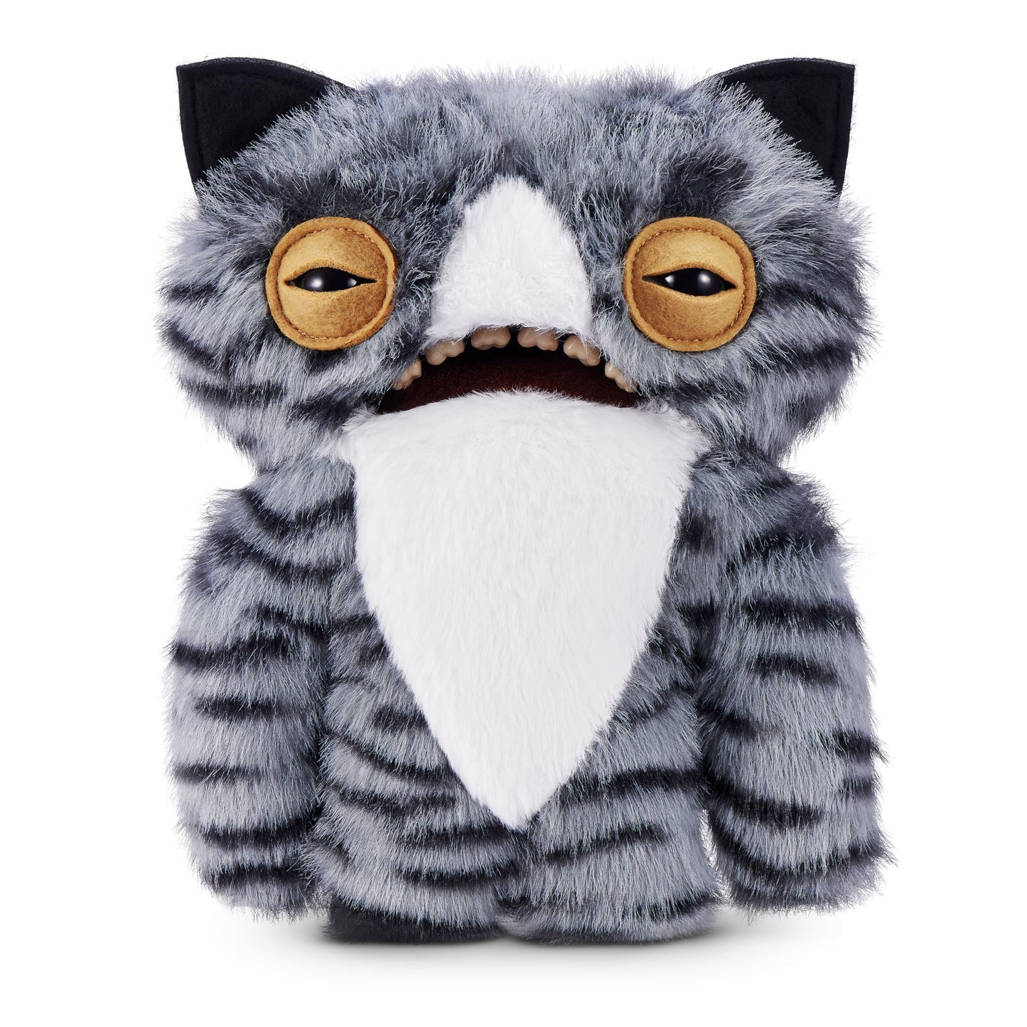 Fuggler Alley Cats 9-Inch Plush Toy (Wide Eyed Cat) by ZURU - Funny Ugly Monster Stuffed Animal with Human-Like Teeth, Collectible Plush for Kids