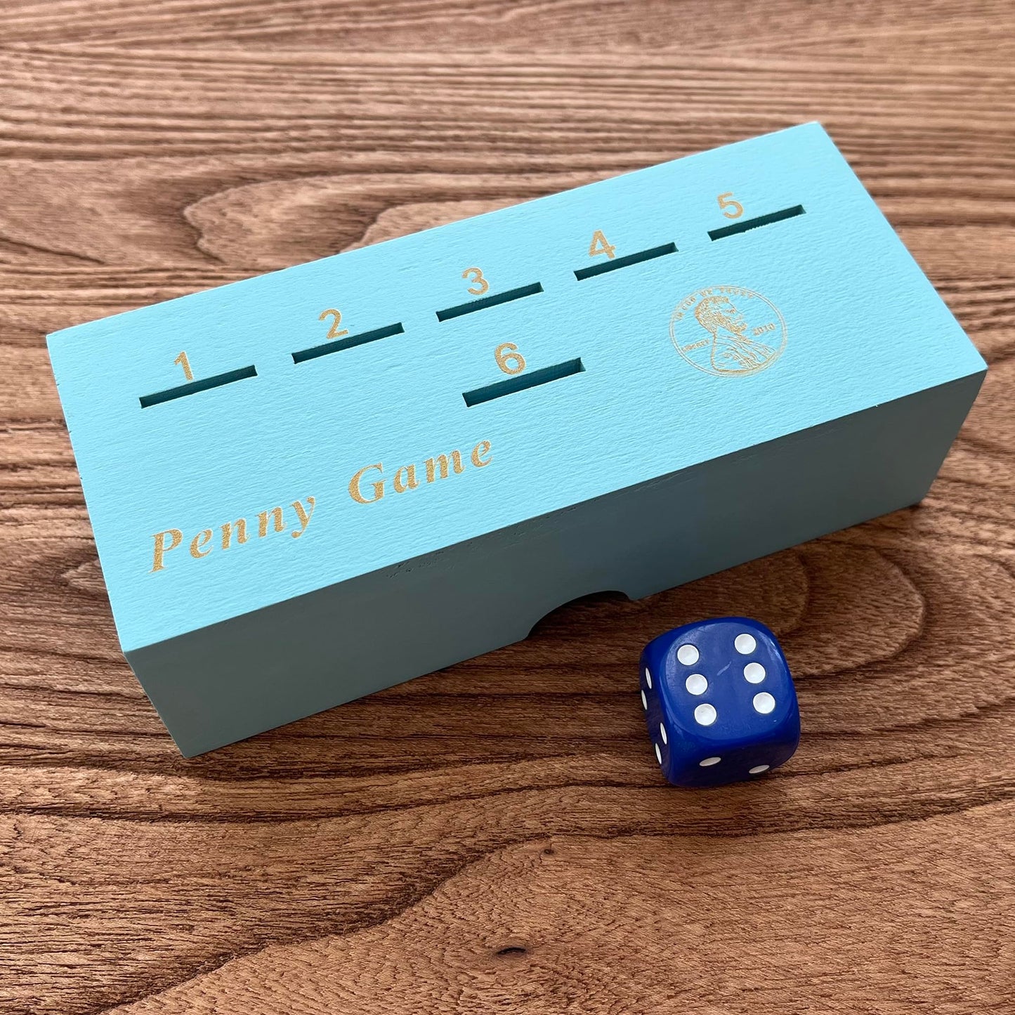 CBLKUS Penny Game, Fantastic Board Game for Family, Coin Game Wood Box for 2+ Player, Simple Strategic Dice Game with Coins, Get Rid Pennies to Win