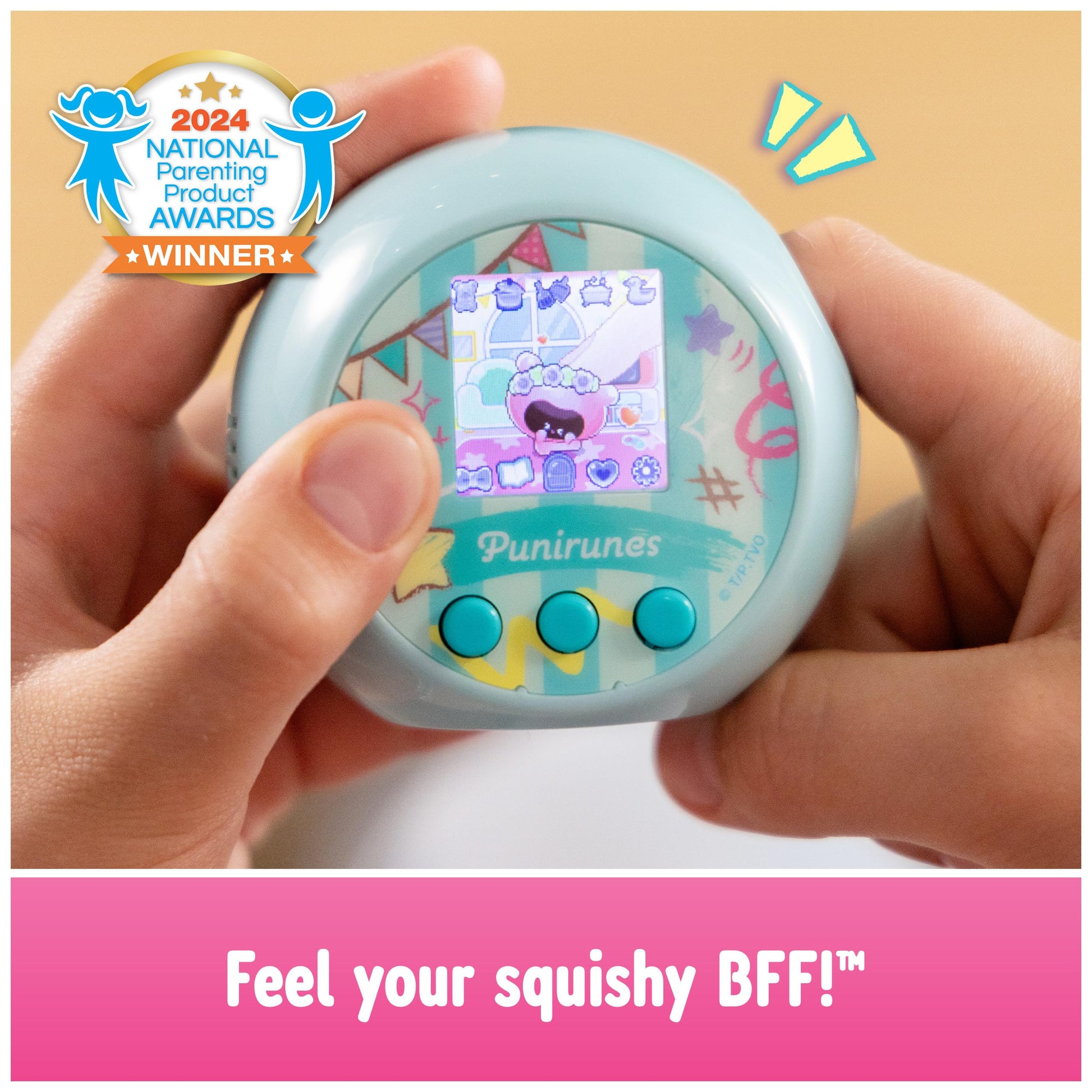 Punirunes, Interactive Digital Toy with 55 Squishy Characters Inside, Reacts to Touch, Color Display, Kids Toys for Ages 5 and up