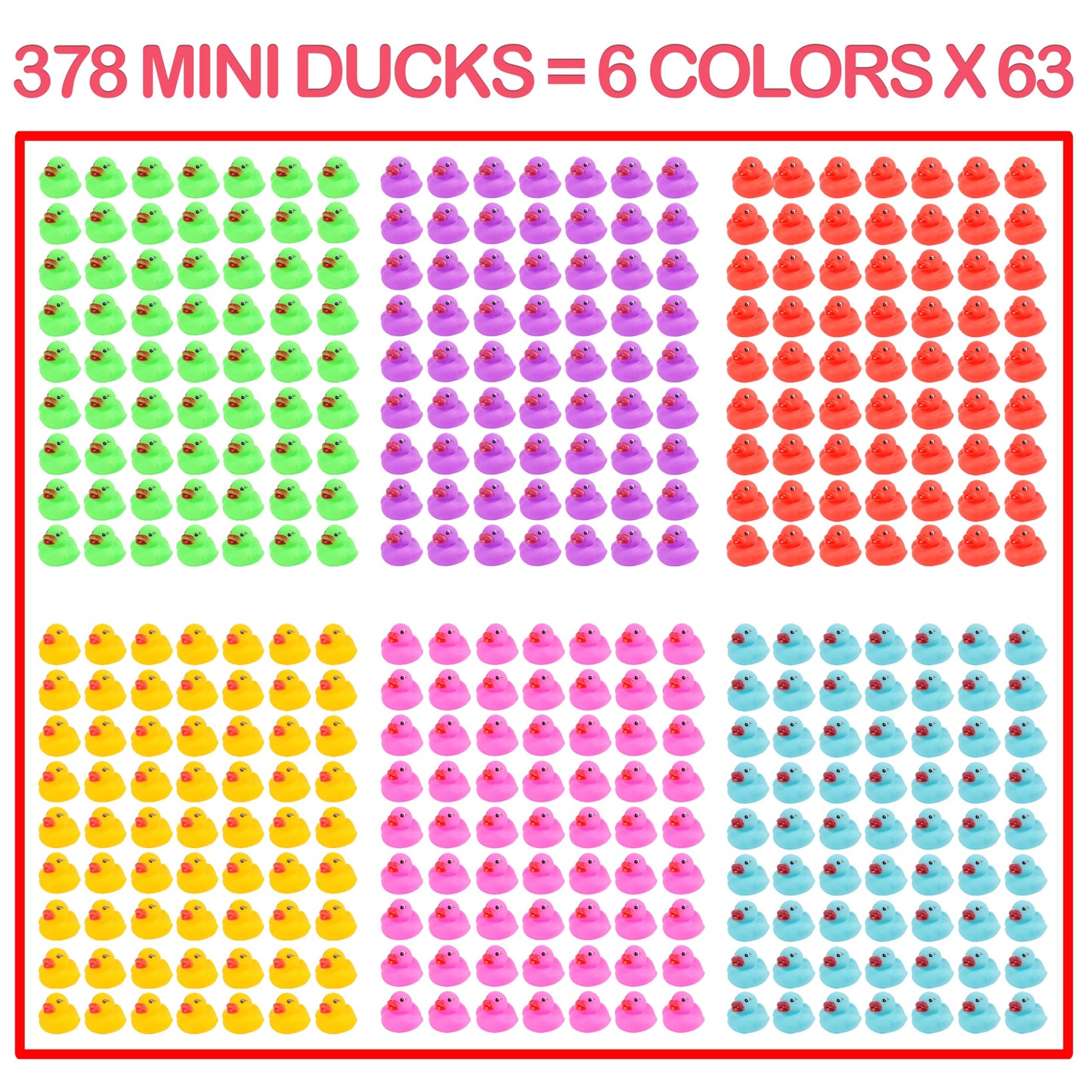 378-Pack Mini Rubber Ducks Set, Mini Colorful Rubber Duckies Bath Toy for Child,Float & Squeak Tiny Ducks Pool Toy Set for Kids Party Favors,Birthday