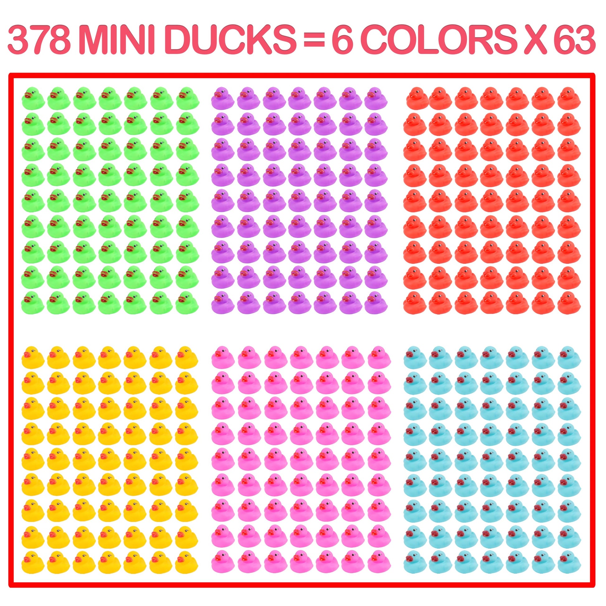 378-Pack Mini Rubber Ducks Set, Mini Colorful Rubber Duckies Bath Toy for Child,Float & Squeak Tiny Ducks Pool Toy Set for Kids Party Favors,Birthday