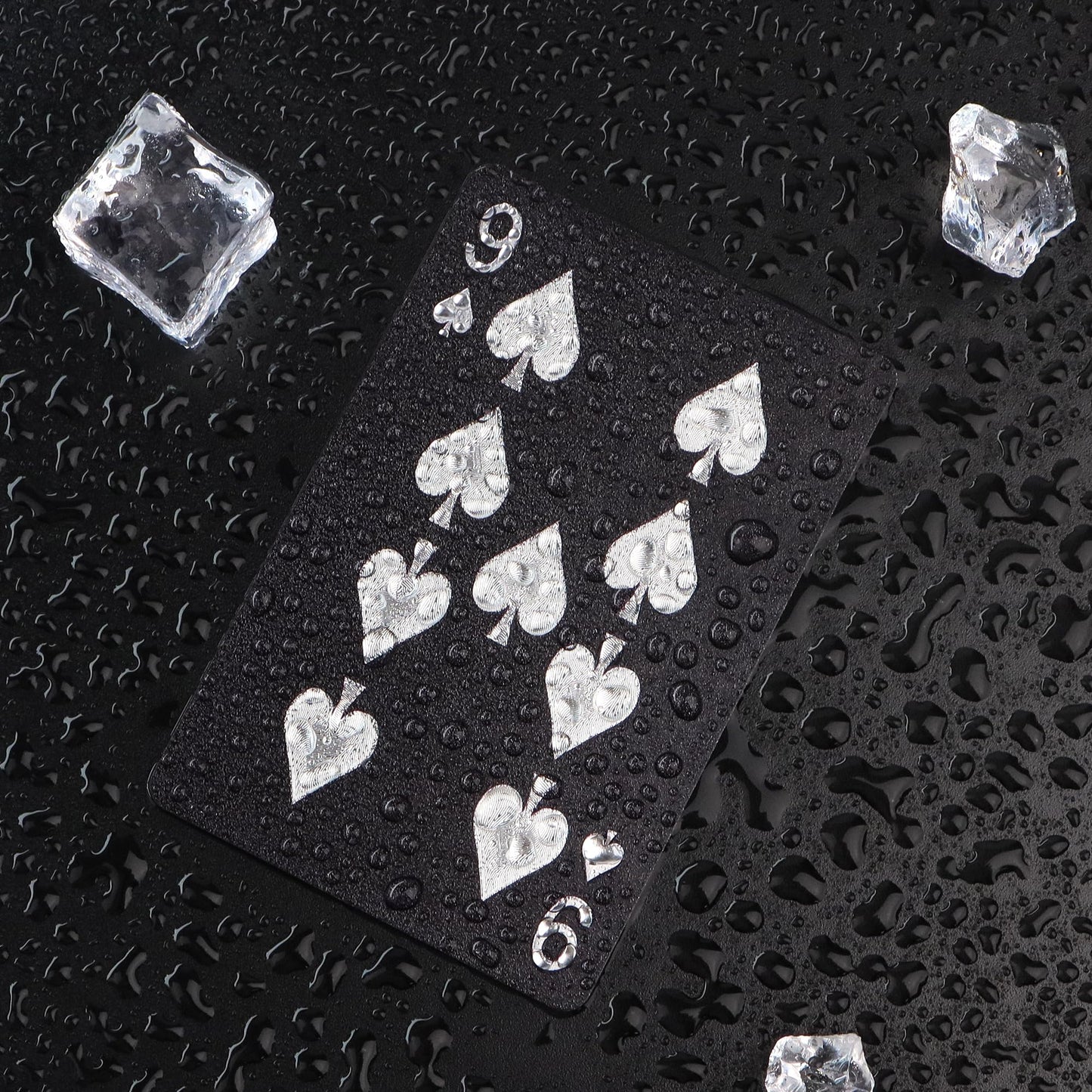 Playing Cards 2 Pack, Waterproof Cards, Plastic Playing Cards, Deck of Card, Cool Black Poker Card Professional Set for Table Magic Pool Camping Party