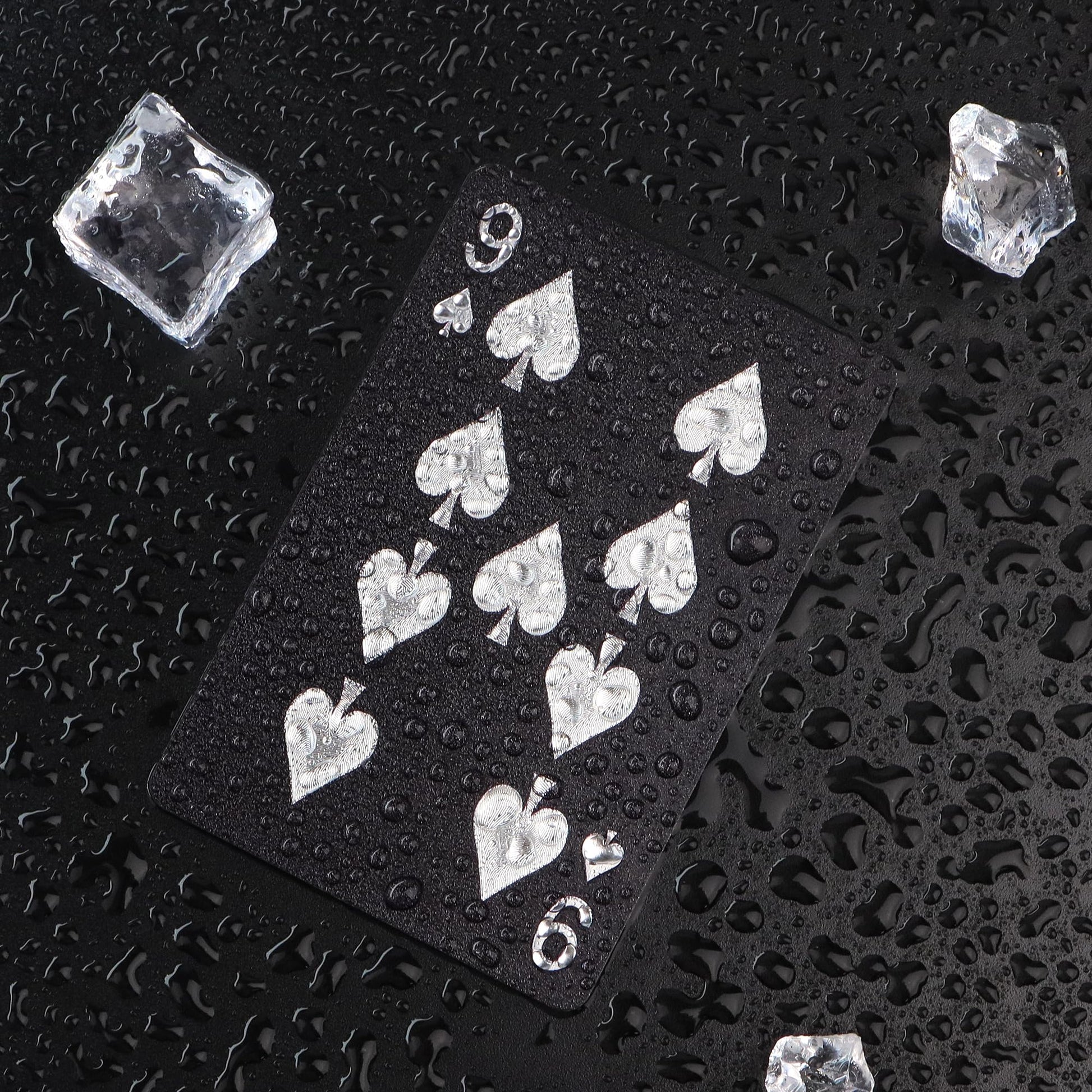 Playing Cards 2 Pack, Waterproof Cards, Plastic Playing Cards, Deck of Card, Cool Black Poker Card Professional Set for Table Magic Pool Camping Party