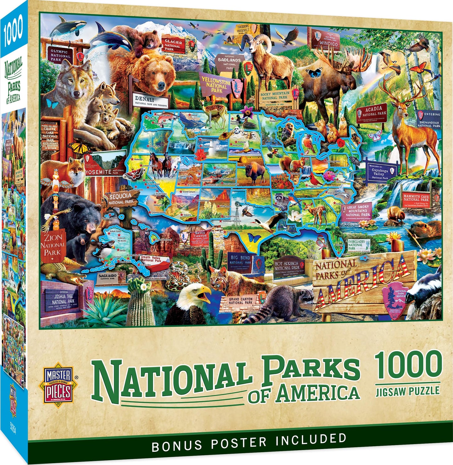 MasterPieces - 1000 Piece Jigsaw Puzzle, National Parks of America, Fun for Adults, Family, Kids 19.25"x26.75"