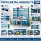 LQPFBSM Hospital Architecture Model Micro Mini Building Block Set 1350 Pieces Modern City Medical Center Building Set Detailed Open-Back Clinic