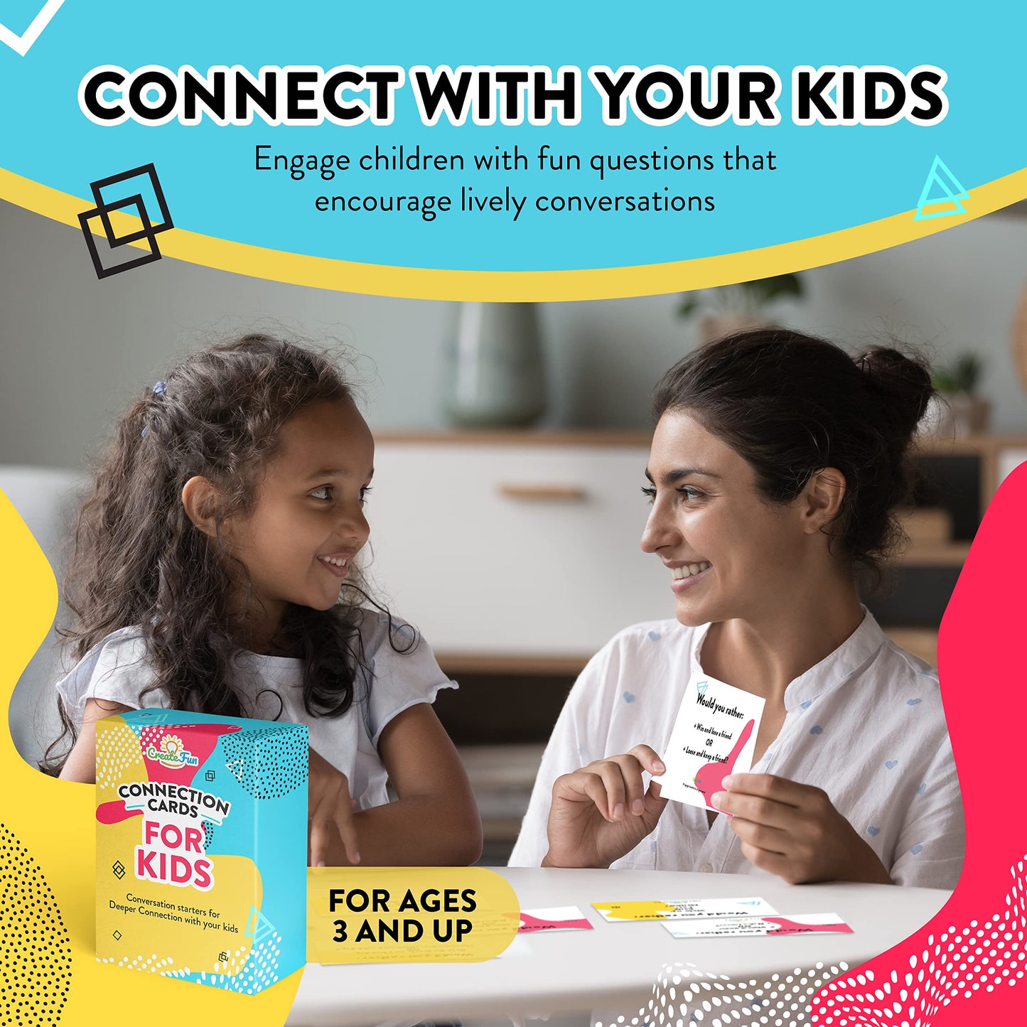 101 Conversation Cards for Kids - Family Question Games for Kids and Adults, Christmas Dinners, Game Nights, Holiday Gatherings & Gifts - Prompts