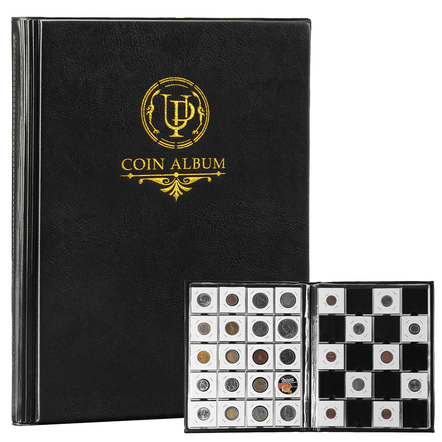 200 Pockets Collecting Album for Coin Flip - Classic Large Capacity Collection Book Coin Holder for Stamps Medals Badges Black CS46BK01