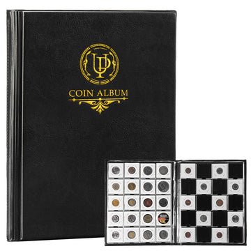 200 Pockets Collecting Album for Coin Flip - Classic Large Capacity Collection Book Coin Holder for Stamps Medals Badges Black CS46BK01