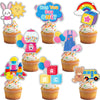 24Pcs Can You Say 1st Birthday Cupcake Toppers - Glitter Rachell Teacher Party Decorations For Rachel Cartoon English Rainbow ABC Themed One Year Old