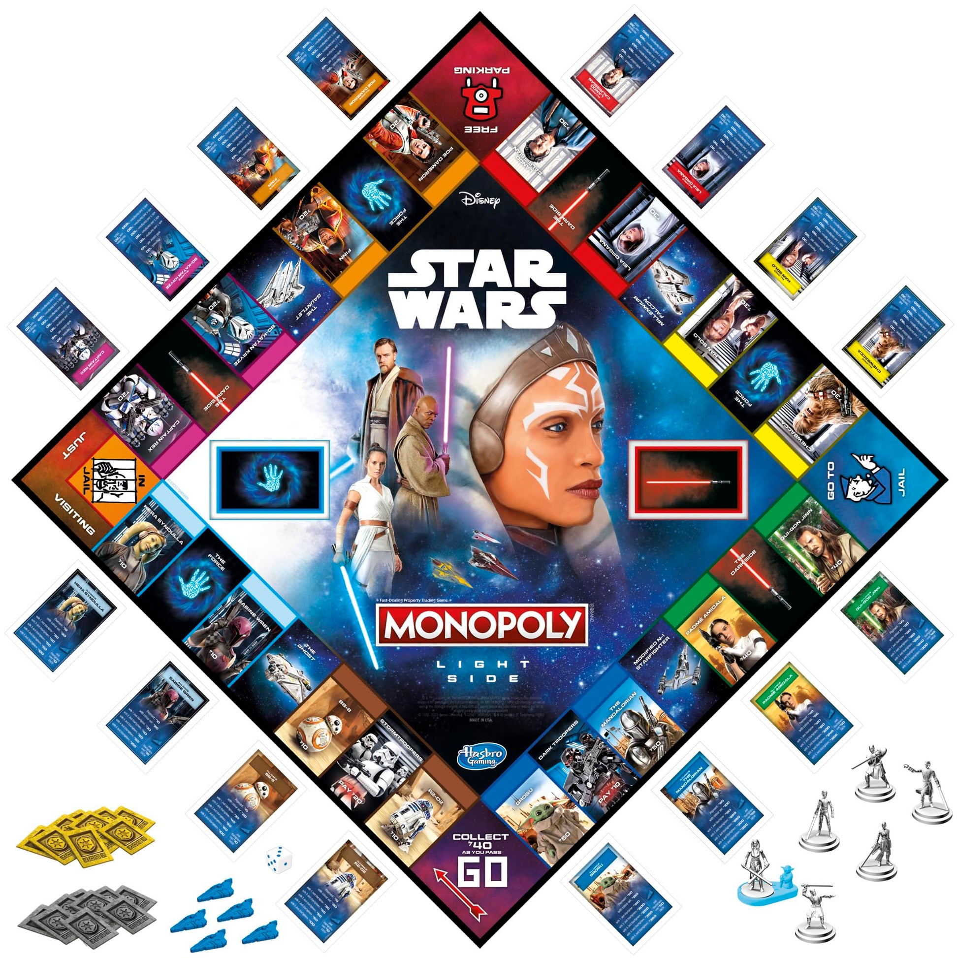 Monopoly Hasbro Gaming Star Wars Light Side Edition Board Game for Families and Kids Ages 8 and Up, Star Wars Jedi Game for 2-6 Players, Medium