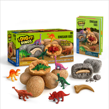 Thames & Kosmos I Dig It! Dinos - Dinosaur Eggs Excavations | 8 Dig-Out Kits, Unearth Dinosaur Figurines, a T. Rex Claw & Tooth Replica, Includes