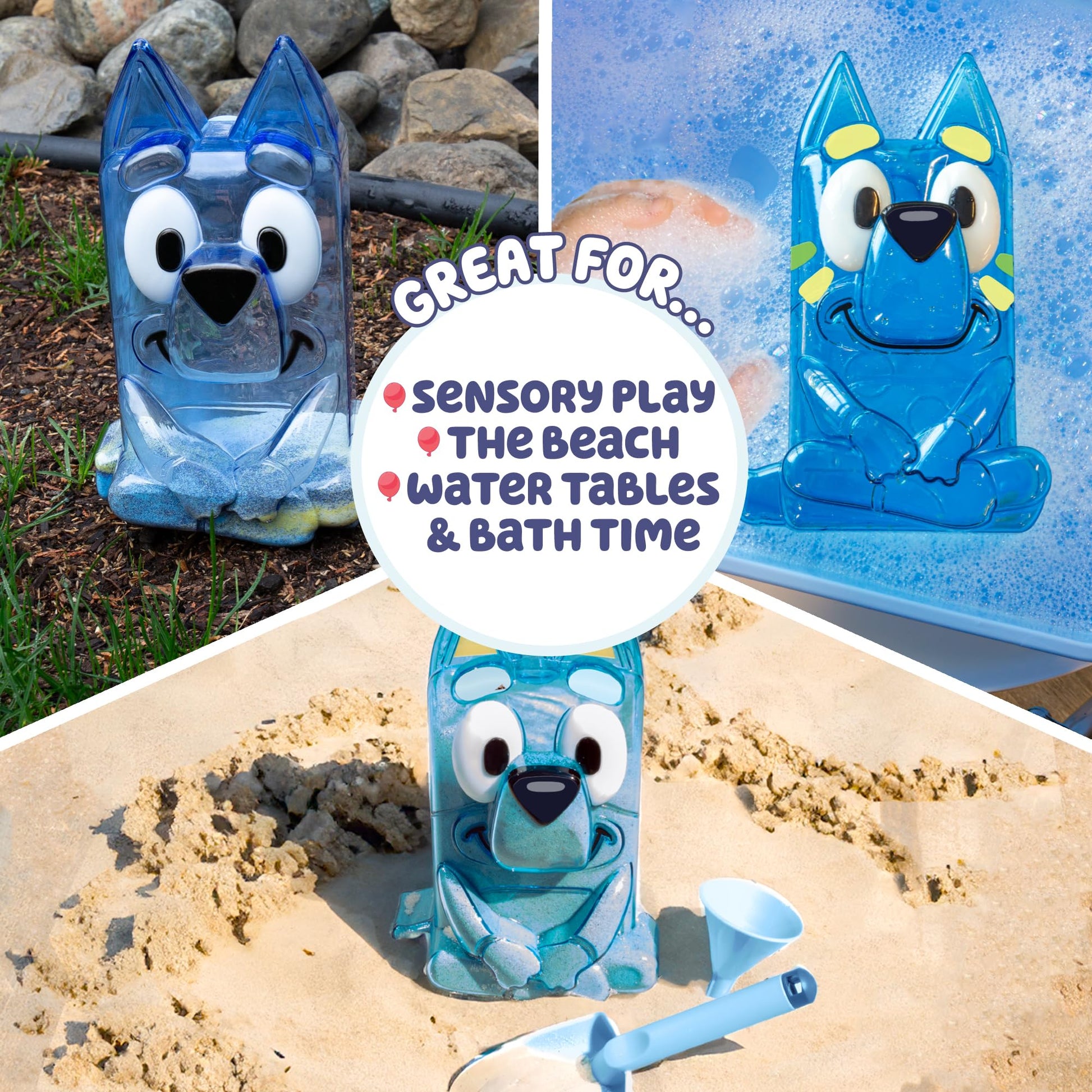 Bluey Jumbo Sand Art, Reusable Bluey Toys, Fill with Sand or Water, Includes Waterproof Bluey Doll, Kids Shovel and Funnel, Fun Sensory Toys for Kids