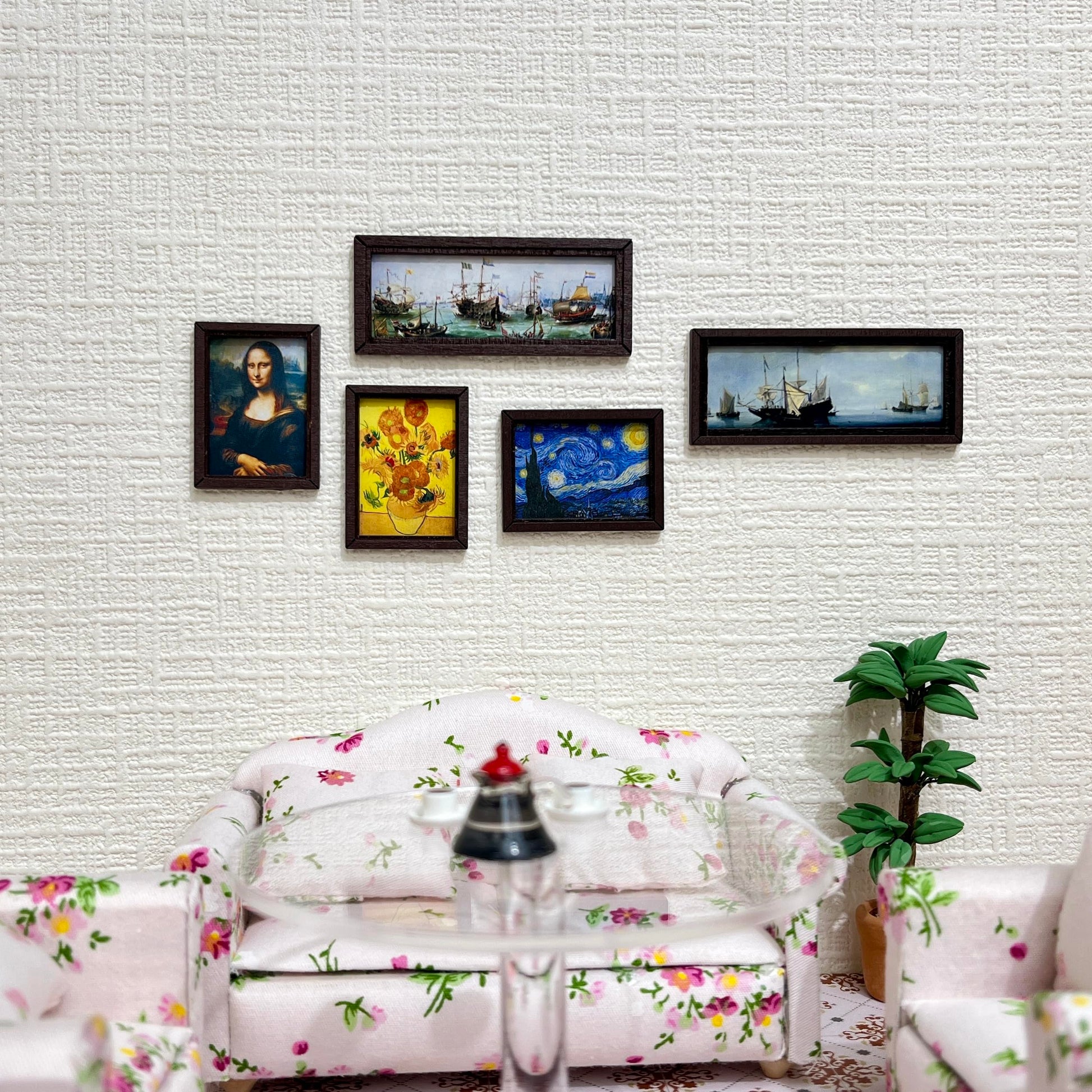 SAMCAMI Miniature Dollhouse Accessories, Mini Mirror and Mini Wall Art, 1/12 Scale Doll House Accessories and Furniture, Dollhouse Miniatures, 9