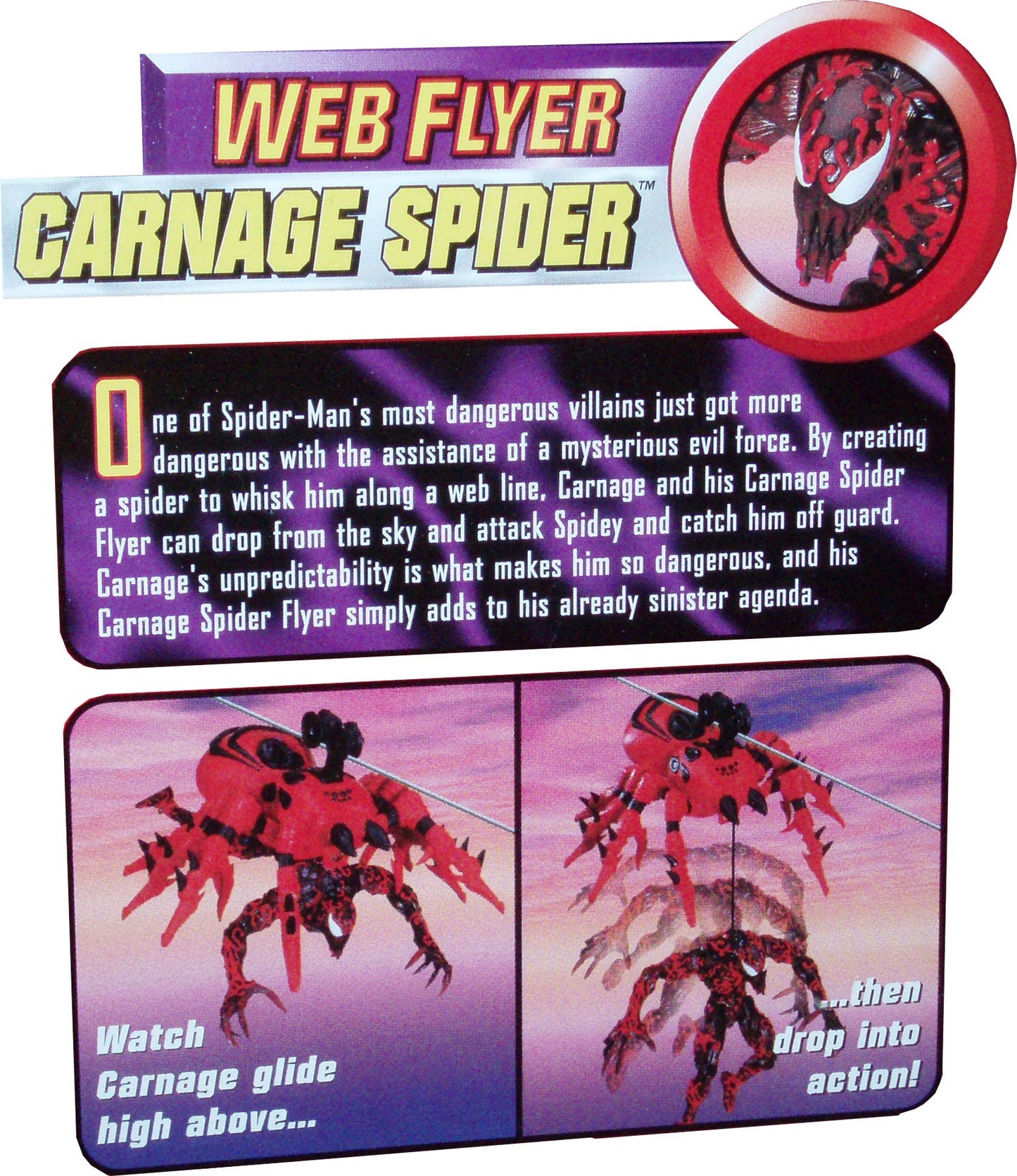 Spider-Man Sneak Attack: Web Flyers: Carnage SPider with Carnage Flyer Plus "Sneak Attack" Sticker