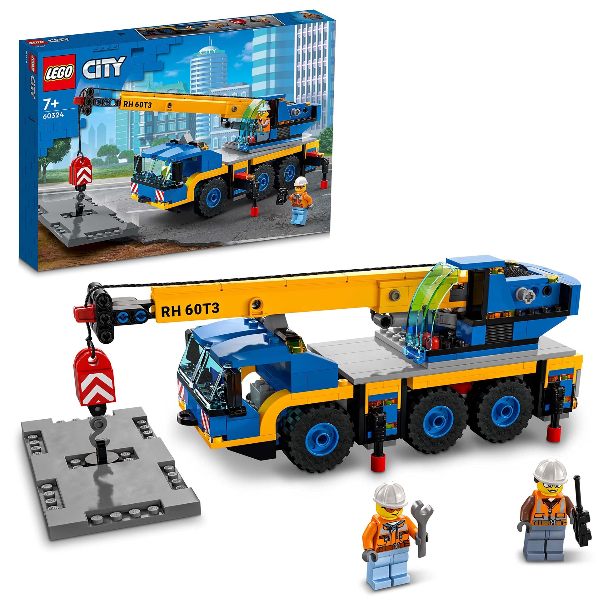 Lego 60324 City Off-Road Crane, Crane and Truck Toy with Hooks, Buildable Vehicle Toy for Boys and Girls from 7 Years, Gift for Children and Fans
