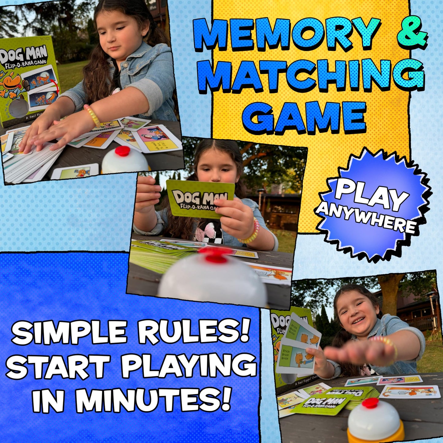 University Games Dog Man Flip-o-Rama Card Matching Game for Kids, Family Memory Card Game Ages 6+, Based on Dog Man Books by Dav Pilkey