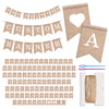 Pre-Printed Banner Kit - 97 BURLAP Flags with WHITE Letters, Numbers & Symbols, Reusable DIY Custom Banner, Make Your Own Personalized Banner