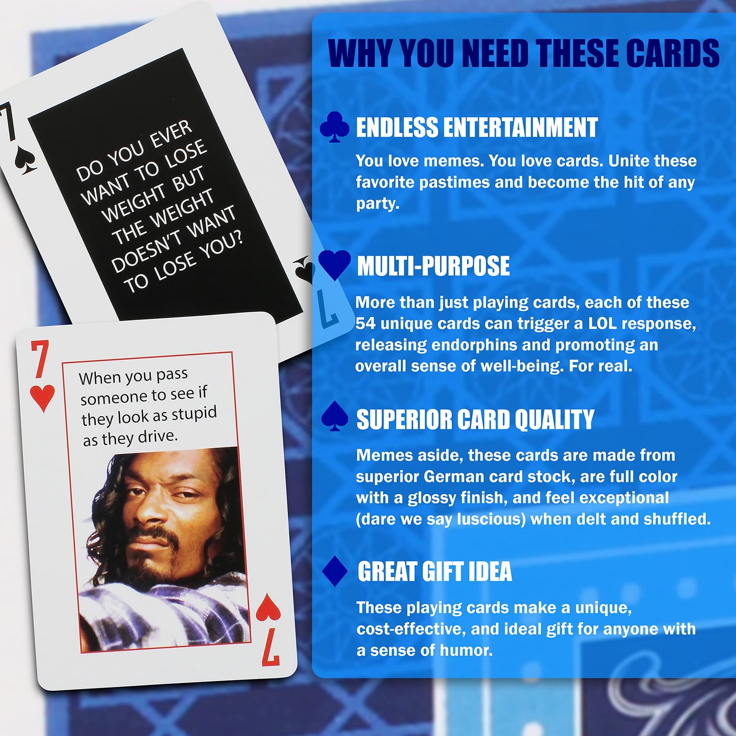 Meme Theme Playing Cards - 54 Uniquely Funny Cards, Clever and Fun Gift, Great for Parties & Game Nights. Perfect Holiday White Elephant Gift. Amazing