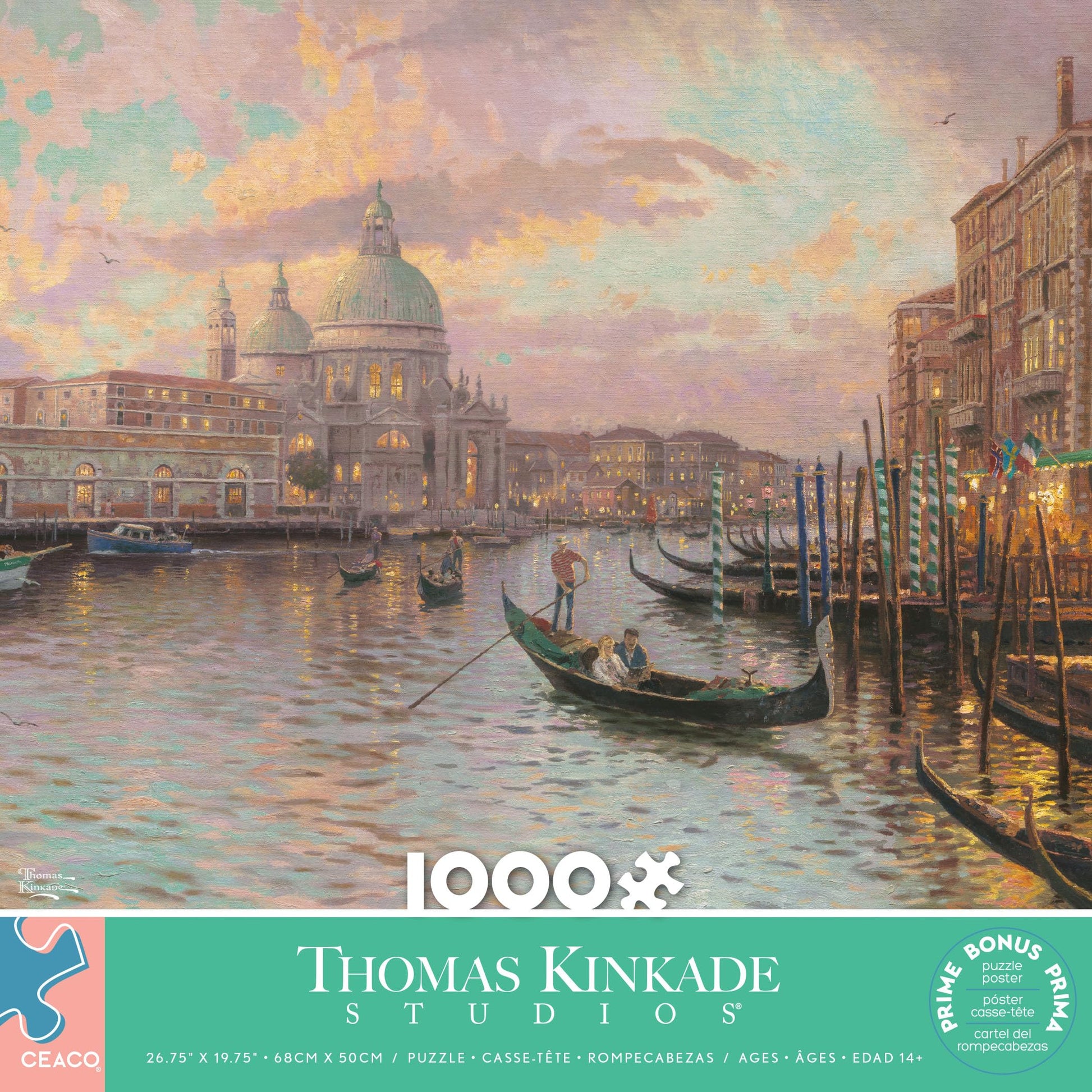 Ceaco - Thomas Kinkade - Venice - 1000 Piece Jigsaw Puzzle - Relaxing and Fun Activity for Adults