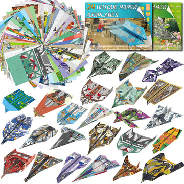 Elfew 48 Sheet Paper Airplane Kit for Kids Ages 6-8,8-12, Origami Paper Plane Kits for Boys, Crafts for Kids Activities, Origami Book, Airplane Toys
