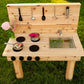 Noble Toys Mini Mud Kitchen with Functional Stovetop Sink for Kids | Pretend Play Toddler Table with Running Water | Outdoor Playset Working Sink |