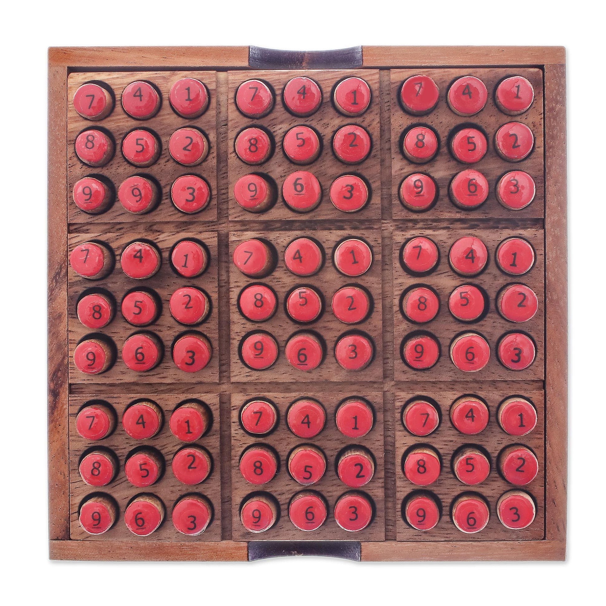 NOVICA Brown Orange Handmade Raintree Wood Sudoku Puzzle Game