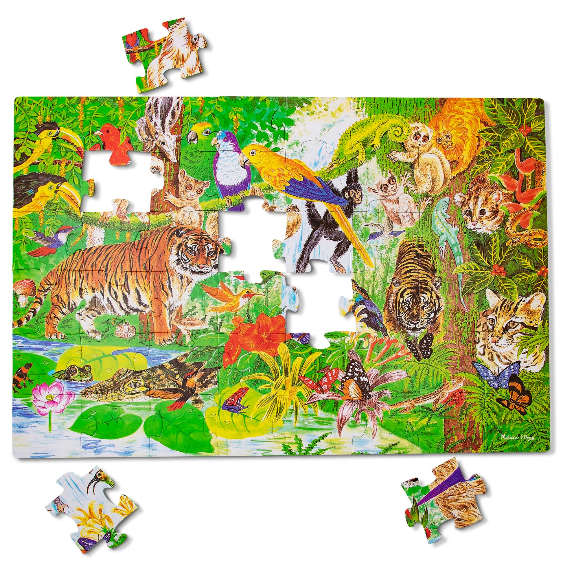 Melissa & Doug Rainforest Floor Puzzle, 48 pc Jumbo Jigsaw Puzzle, Educational Screen Free Activity for Toddler, Preschoolers and Kids Ages 3+ (2 x 3