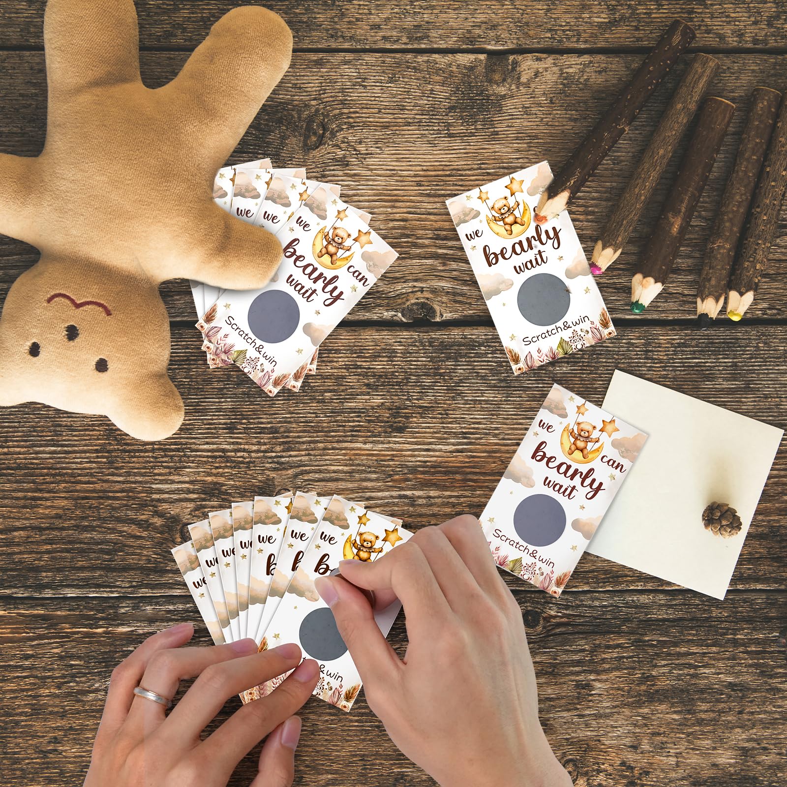 Fjoron 60 Pack Bear Baby Shower Scratch Off Cards We Can Bearly Wait Scratch Off Bear Theme Party Scratch Off Cards Baby Shower Gender Reveal Party