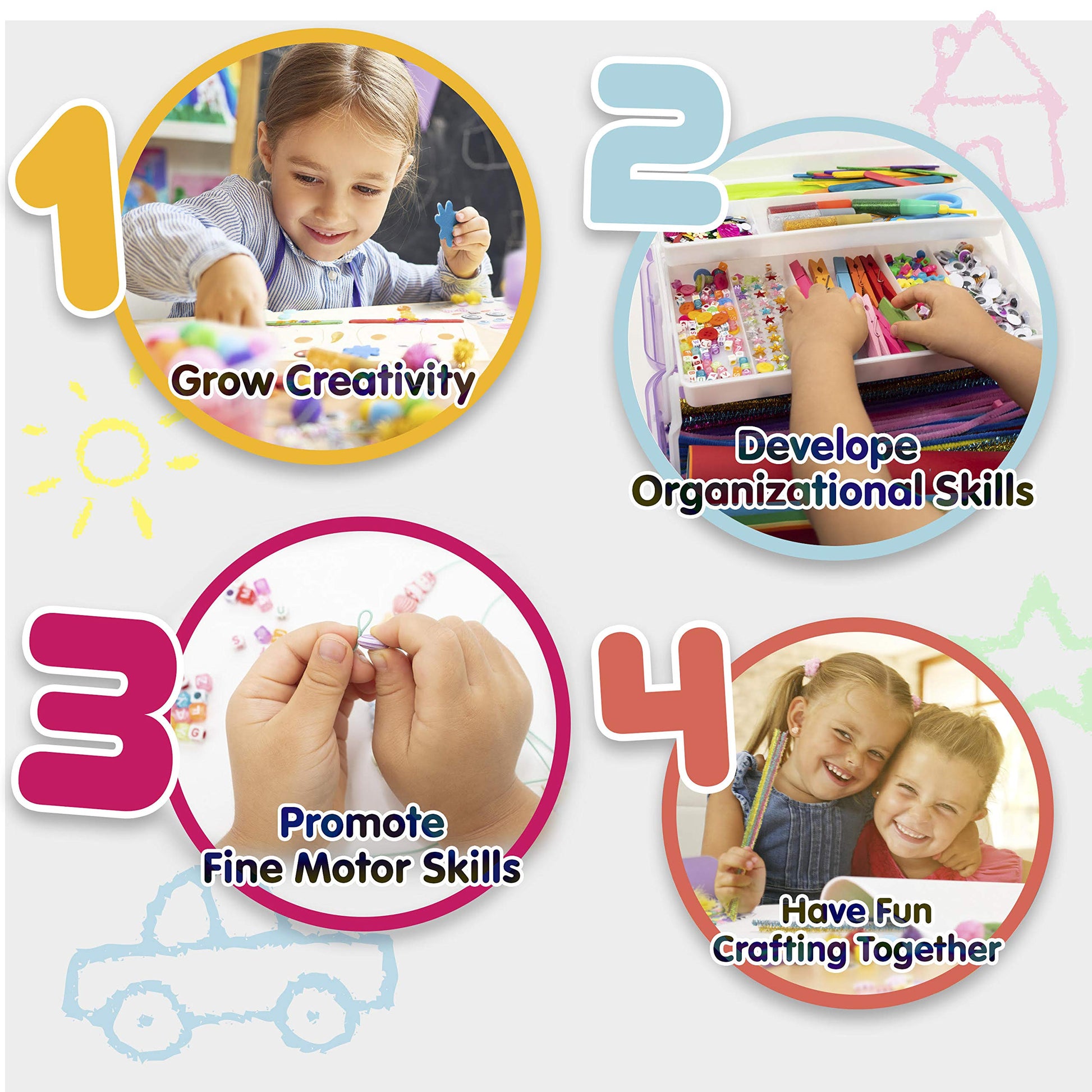 Olly Kids Craft Kits Library in a Plastic Craft Box Organizer- Craft and Art Supplies for Kids Ages 4 5 6 7 8 9 10 11 &12 Year Old Boys & Girls