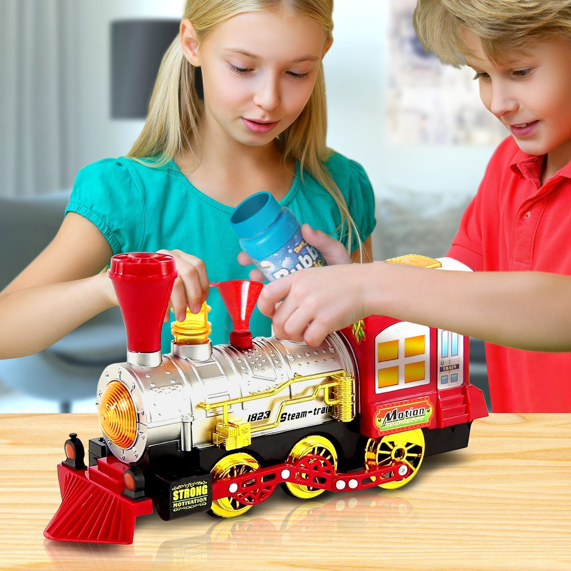 ArtCreativity Christmas Train Toy Bubble Machine for Kids, Bubble Blower Maker, Bubble Music Train for Kids with Lights & Sounds, Toddler Outdoor
